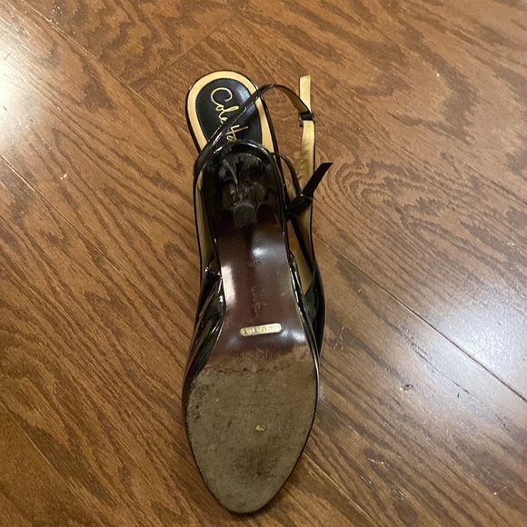 GUC Cole Haan Nike Air Open Toed Herls, Size 8.5, black patent, 4” heels, dog - Picture 3 of 7